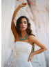 Strapless Ivory Lace Open Back Wedding Dress